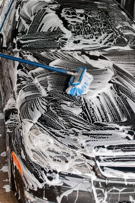 Car Washing. Modern Car Covered by Foam Stock Photo - Image of dirty, equipment: 119447730