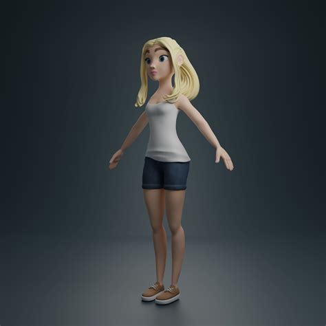 Polina 3d Stylized Character Free Vr Ar Low Poly 3d Model Cgtrader