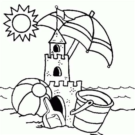 Sand Castle on the Beach Coloring Page - Free Printable Coloring Pages ...