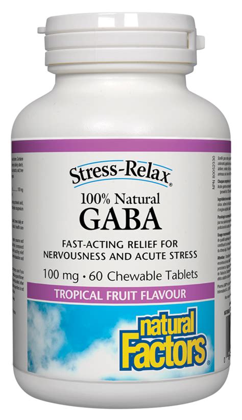 Natural Factors Stress Relax 100 Natural Gaba Tropical Fruit Flavour