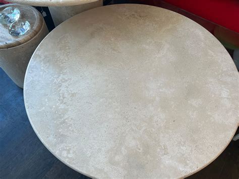 Custom Round Roman Travertine Coffee Table by Le Lampade at 1stDibs