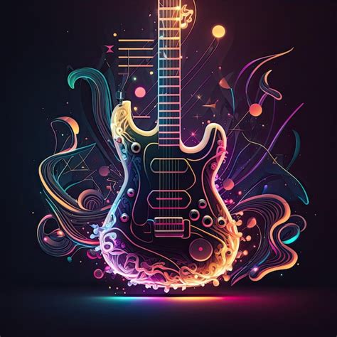 Luz De Ne N Abstracta Guitarra El Ctrica Dise O De Ilustraciones Arte