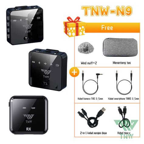 TNW N8 N9 Wireless Microphone Wireless Dua Mikrofon Clip On Mic Untuk