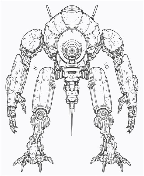 Mecha Illustration Mecha Coloring Book Premium Ai Generated Vector