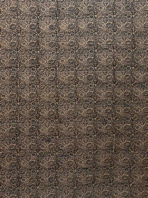 Cream Kalamkari Hand Block Printed Cotton Natural Dye 2 5mts Fabric Wi