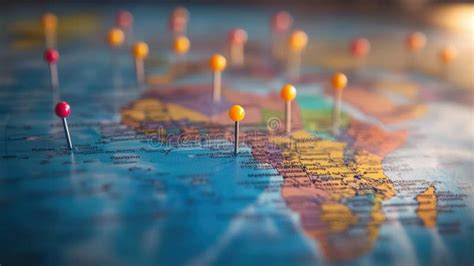 Colorful Travel Map Adorned with Bright Pins Highlighting Global ...