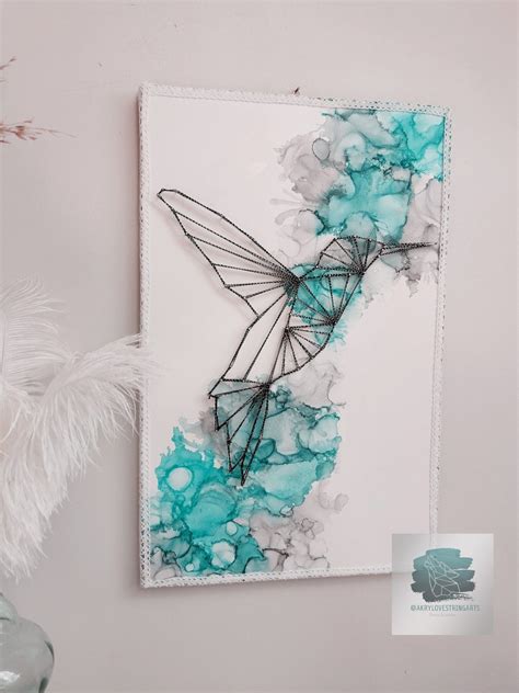 String Ink Art Koliber 2 String Wall Art String Art Diy String Art Patterns