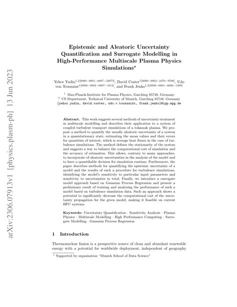 Pdf Epistemic And Aleatoric Uncertainty Quantification And Surrogate