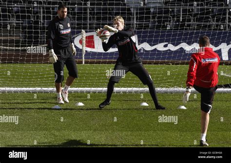 Wales Goalkeepers Wayne Hennessey Right And Boaz Myhill With