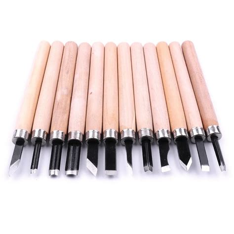 Top Quality SK5 Steel 12Pcs Soft Wood Carving Tools Carpenters Carving ...