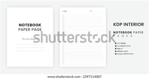 Notebook Lined Paper Pages Printable Template Stock Vector (Royalty ...