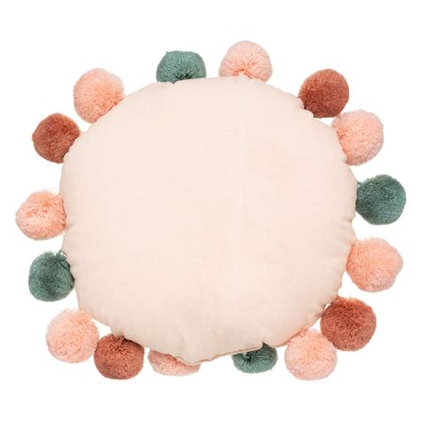 Coussin Rond Enfant Cm Pompons Multicolore Linge De Maison