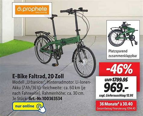 E Bike Faltrad 20 Zoll Prophete Angebot Bei Lidl 1Prospekte De