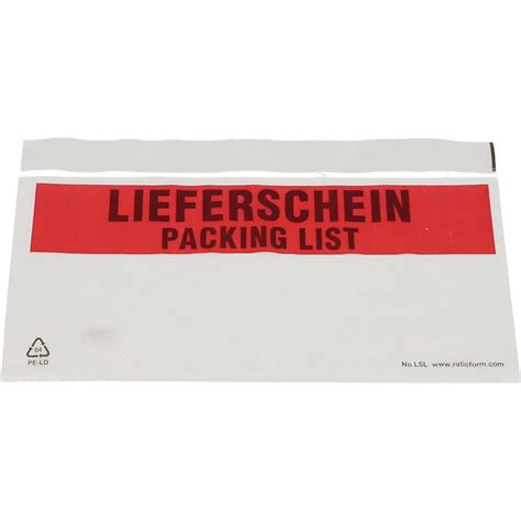 Dokumententaschen Premium Light Ratioform Aufdruck Lieferschein Ve