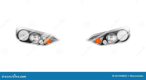 Composici N Realista De Faros Autom Ticos Ilustraci N Del Vector