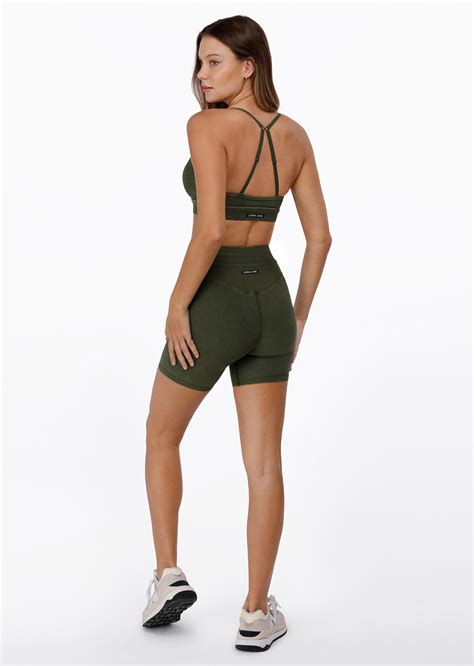 Yin Washed Rib Bike Short Green Lorna Jane USA