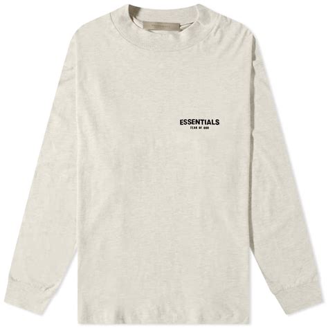 FEAR OF GOD ESSENTIALS Logo Long Sleeve T-Shirt Light Oatmeal | END.