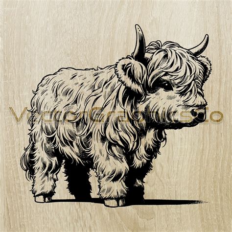 Highland Cow Cute Lightburn Png Lightburn File Laser Engraving