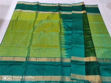 Plain Party Wear Yellow Uppada Silk Saree 6 3 M With Blouse Piece