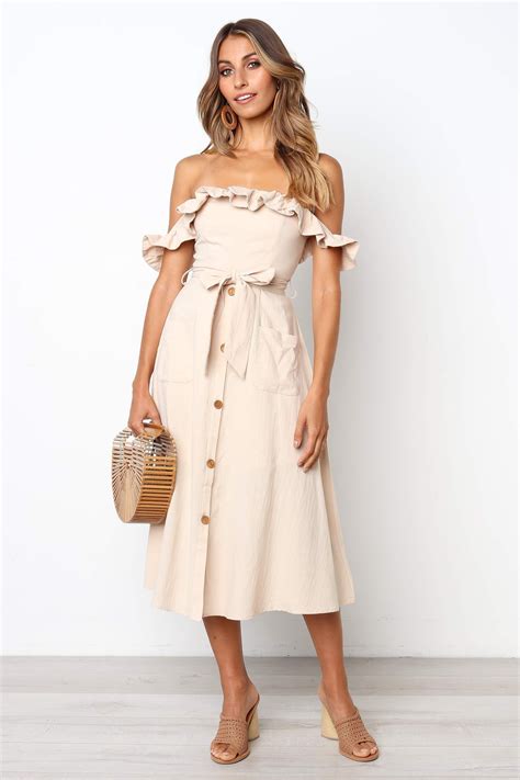 Abilene Off The Shoulder Midi Dress Cotton Dress Summer Casual