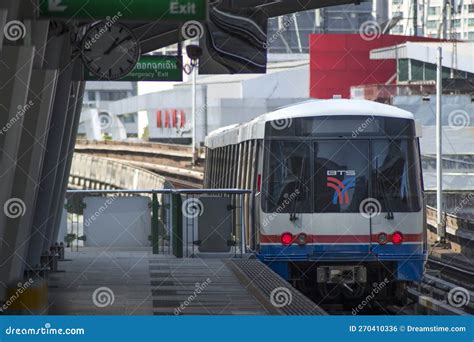 BTS Sky Train is Leaving the Station Platform in Nana Station, Bangkok ...