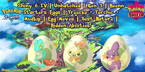 Pokémon Sword And Shield Unhatched Gen 3 Shiny Hoenn Starters Eggs