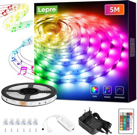 Minger Kit de Ruban à LED Etanche 5M 5050 RGB SMD Multicolore Bande LED