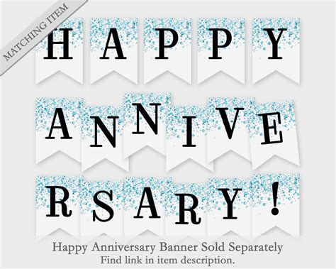 Happy Anniversary Printable Banner Gold Confetti Glitters | Etsy