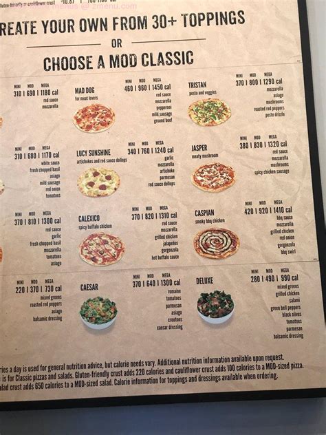 Menu At Mod Pizza Pizzeria Alameda