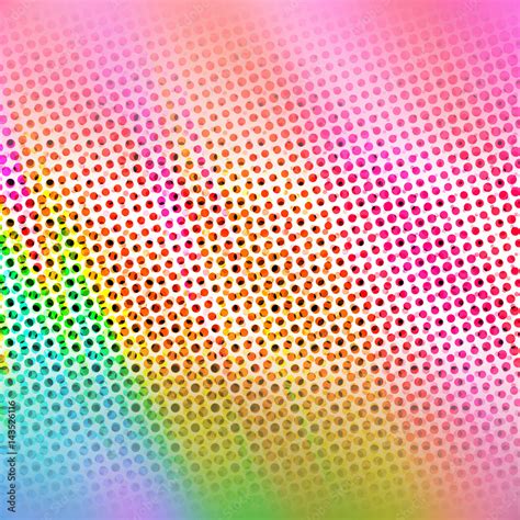 Colorful Rainbow Halftone Dots Spotted Pattern With Focus In Center