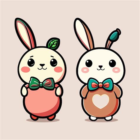 Premium Vector Flat Easter Couple Lovely Bunny Collection Color