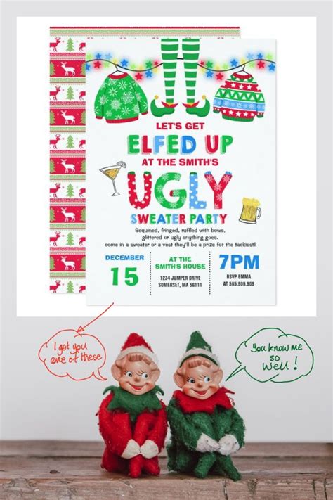 Ugly Sweater Party Invitation Christmas Elfed Up Zazzle Ugly