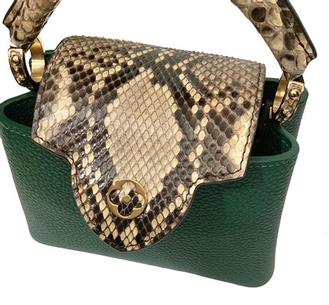 Louis Vuitton Emeraude Green Leather And Python Skin Capucines Mini Bag