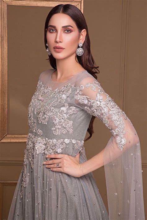 Grey Net Gown Rozina Munib