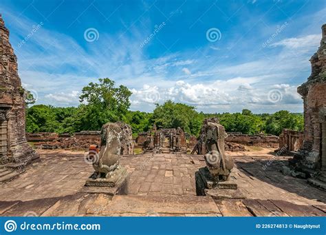 Ancient Buddhist Khmer Temple In Angkor Wat Cambodia East Mebon