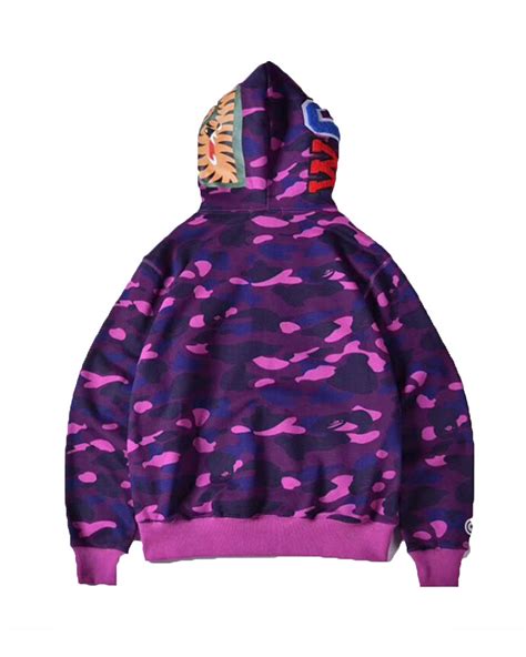 Bape Color Camo Shark Purple Full Zip Hooded Jacket Clj