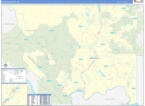 Okanogan County Wa Zip Code Wall Map Basic Style By Marketmaps Mapsales