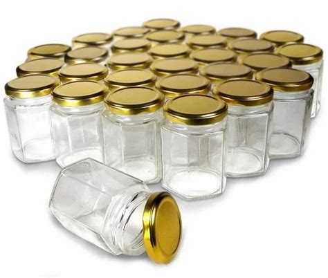 Metal 250ml Hexagonal Glass Jar For Food Storage 200 ML At Rs 25