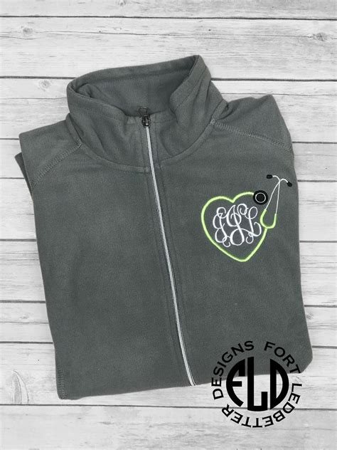 Monogrammed Stethoscope Fleece Jacket Personalized Rn Fleece Jacket