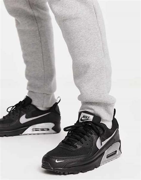 Nike Air Max 90 Trainers In Black And Metallic Grey Asos