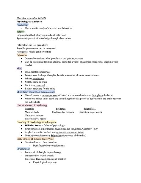 Psyc H Psychology As A Science Psyc Trentu Studocu