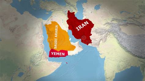 Middle East Map: Yemen, Iran, Saudi Arabia Stock Footage - Video of ...