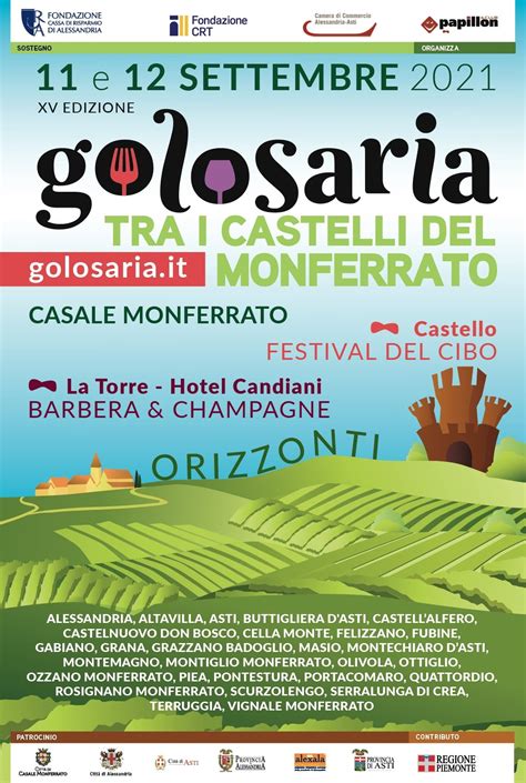 L 11 E 12 Settembre Torna Golosaria Tra I Castelli Del Monferrato