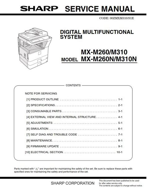 Sharp Mx M M Service Manual And Repair Guide Repair Guide