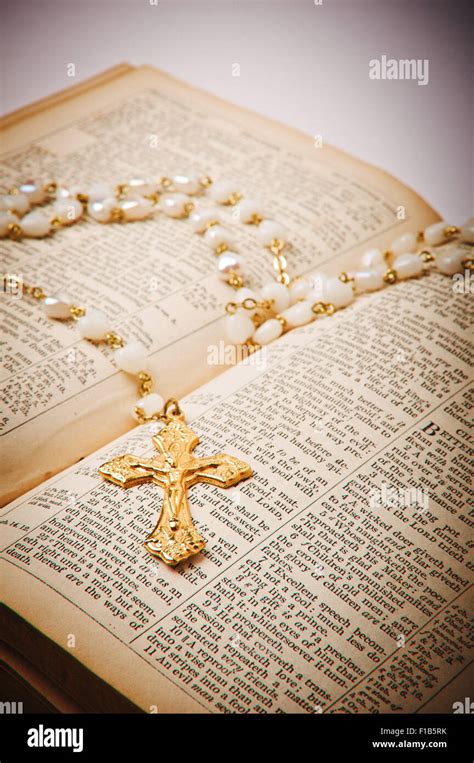 Catholic Rosary And Bible Stock Photo Alamy