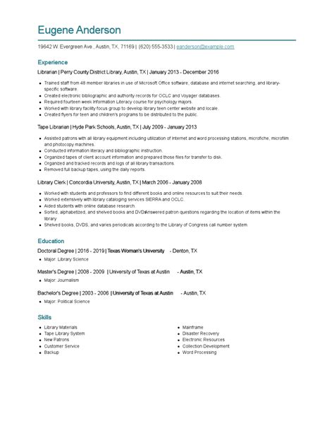 Librarian Resume Examples And Tips Zippia