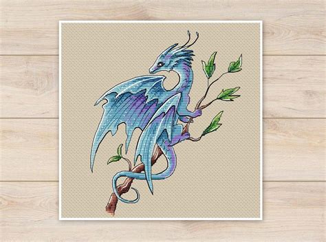 Dragon Cross Stitch Pattern Pdf Purle Dragon Cross Stitch Etsy