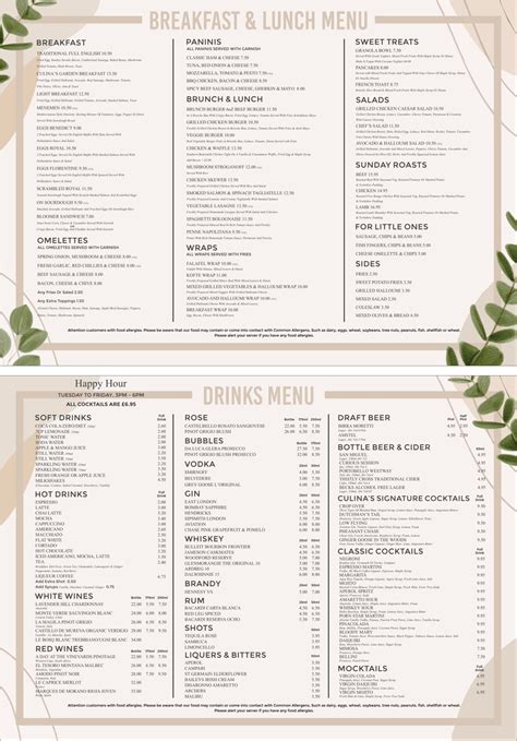 Carta Y Men Actualizados Culina Bistro En South Croydon Thefork