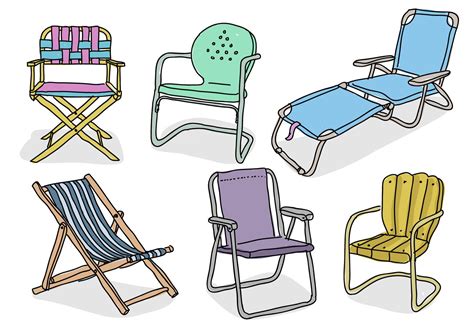 Lawn Chair Hand Drawn Doodle Vector Illustration Collection 153550