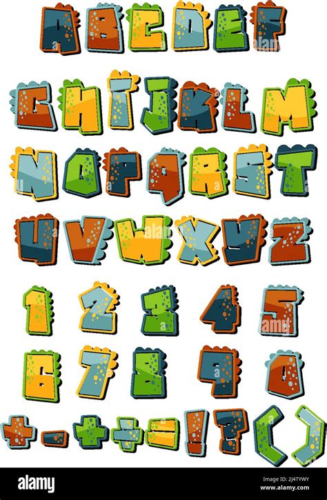 Font Design For English Alphabets And Numbers Illustration Stock Vector